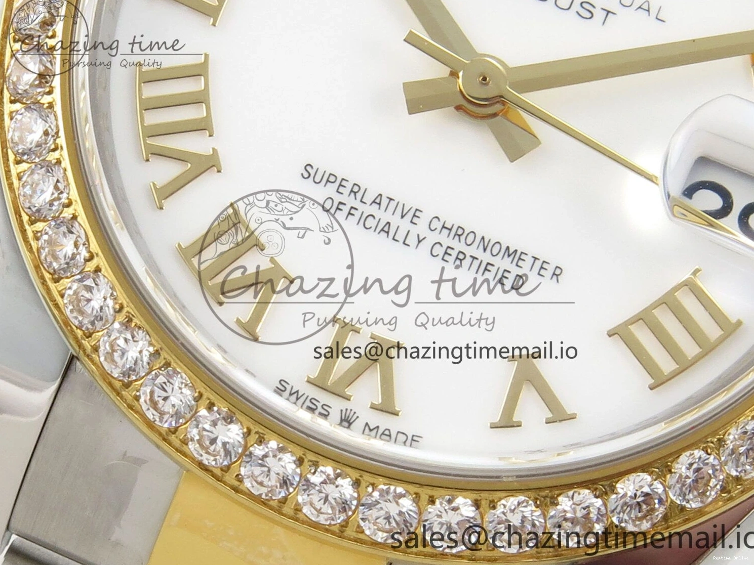 0401 DateJust 31 278383RBR THBF 1:1 Best Edition 904L Steel White Roman Dial Diamonds Bezel on SS YG Oyster Bracelet HZ Cal. Minimalist 44